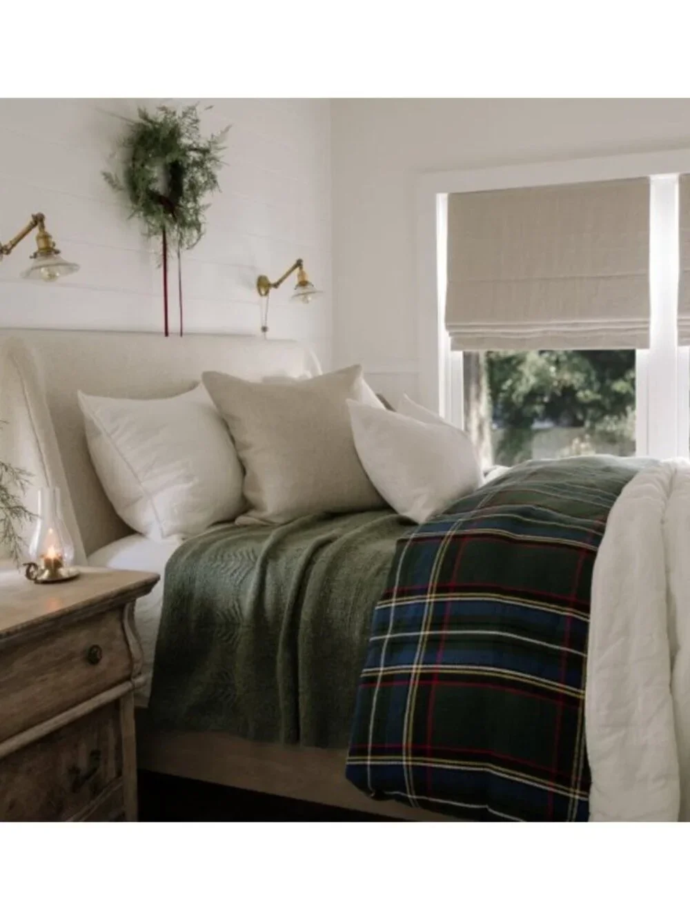 POTTERY BARN Stewart Plaid Duvet Cover in Green Size King/Cal. King